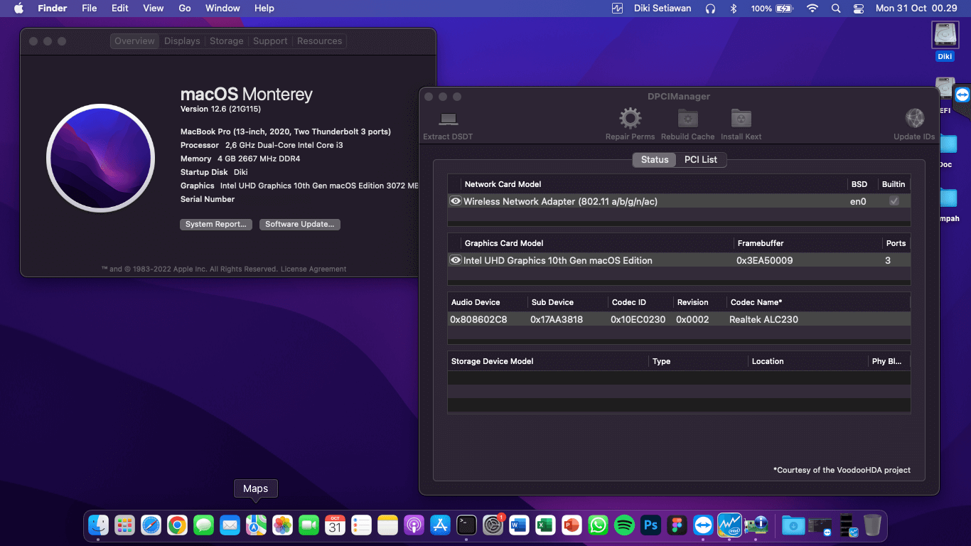 Success Hackintosh macOS Monterey 12.6 Build 21G115 in Lenovo IdeaPad Slim 3 15IML05